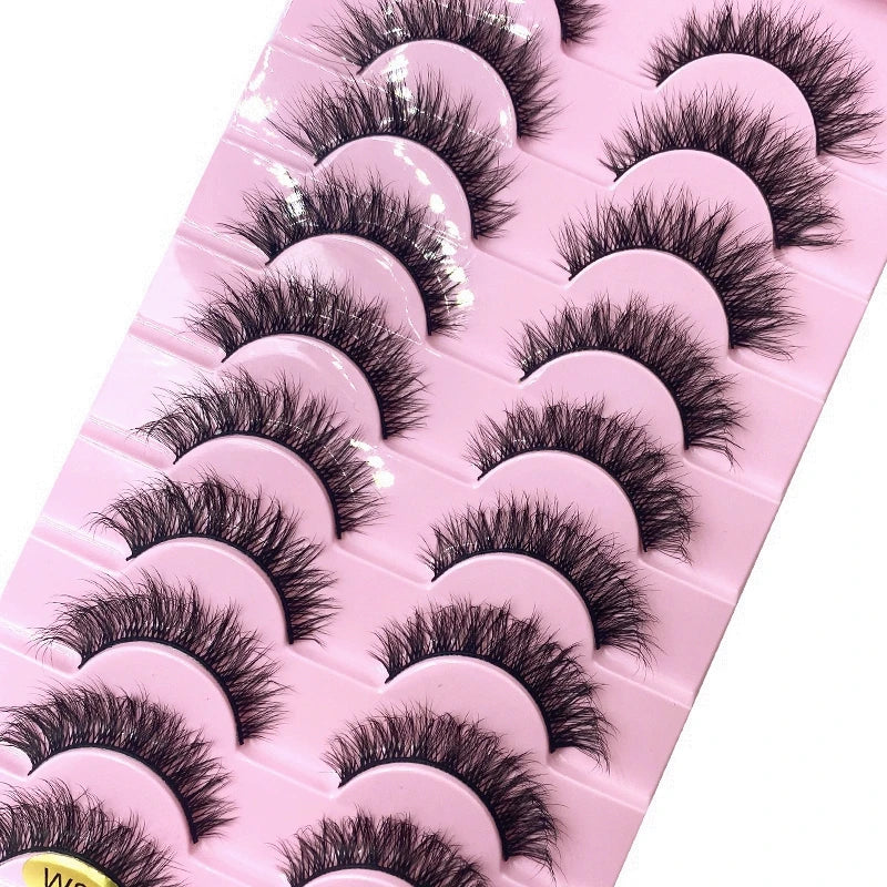 10 Pairs Natural 3d Mink Lashes Soft False Eyelashes Cross Messy Dense Eye Lashes Extension Makeup Faux Cils Maquillaje