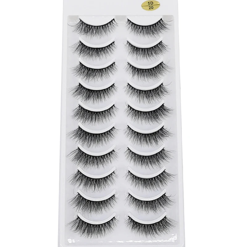 10 Pairs Natural 3d Mink Lashes Soft False Eyelashes Cross Messy Dense Eye Lashes Extension Makeup Faux Cils Maquillaje