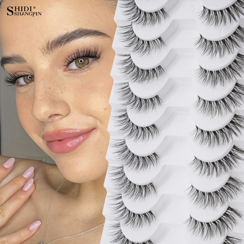 3/10 pairs Natural Lashes Mink Fluffy False Eyelashes Make up Tools Wispy Half Eyelashes 3D Cat Eye Eyelash Extensions Faux Cils