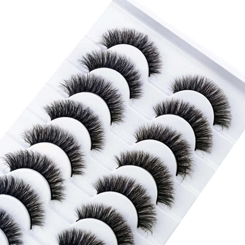 10 Pairs Natural 3d Mink Lashes Soft False Eyelashes Cross Messy Dense Eye Lashes Extension Makeup Faux Cils Maquillaje