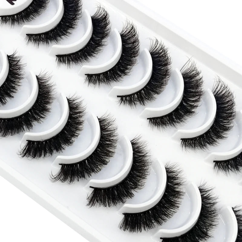 10 Pairs Natural 3d Mink Lashes Soft False Eyelashes Cross Messy Dense Eye Lashes Extension Makeup Faux Cils Maquillaje