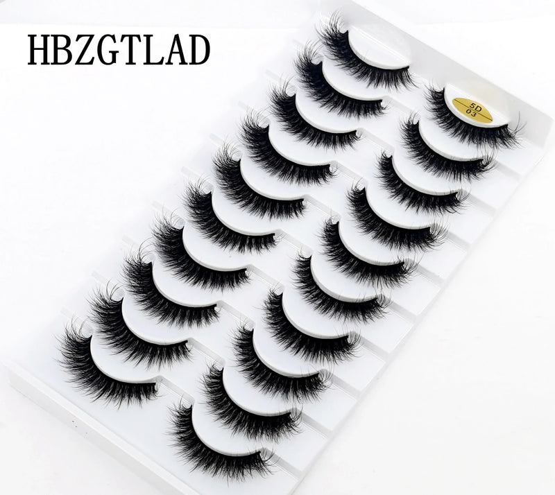 10 Pairs Natural 3d Mink Lashes Soft False Eyelashes Cross Messy Dense Eye Lashes Extension Makeup Faux Cils Maquillaje