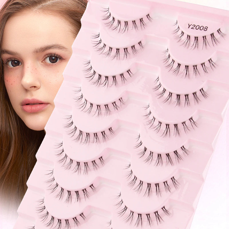 3/10 pairs Natural Lashes Mink Fluffy False Eyelashes Make up Tools Wispy Half Eyelashes 3D Cat Eye Eyelash Extensions Faux Cils