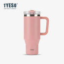 Tyeso 900/1200ML Tumbler Bottle Stainless Steel Car Mug With Handle Straw Thermal Iced Travel Vacuum Insulated Coffee Hot Cup