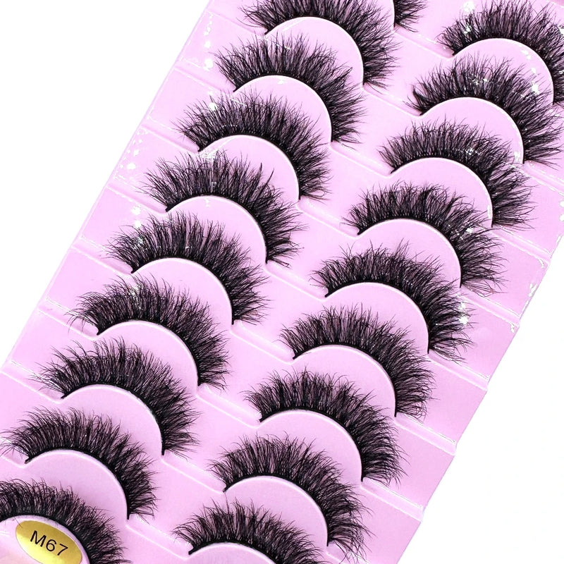 10 Pairs Natural 3d Mink Lashes Soft False Eyelashes Cross Messy Dense Eye Lashes Extension Makeup Faux Cils Maquillaje
