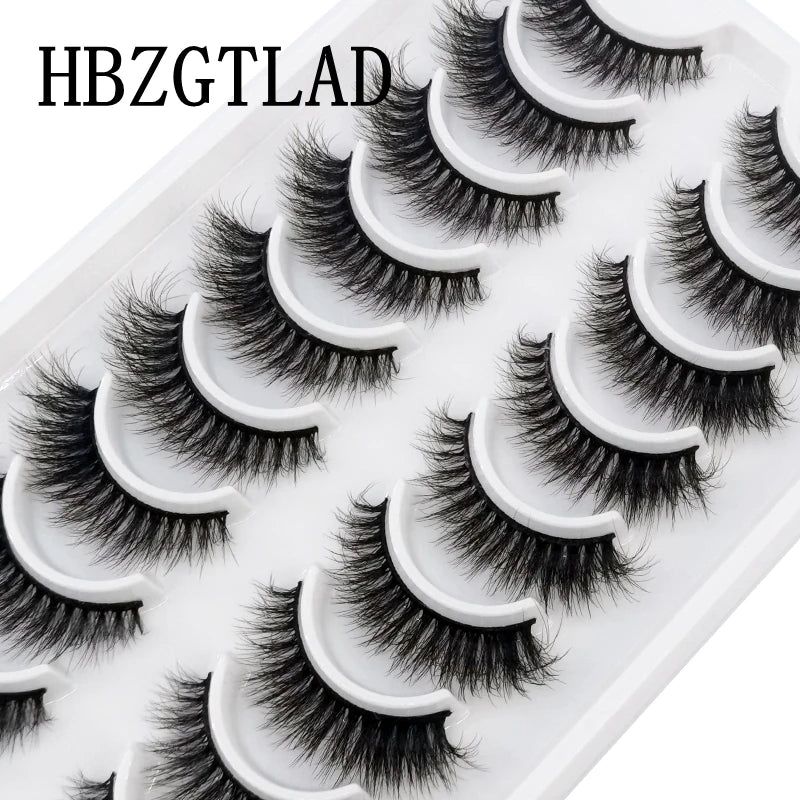 10 Pairs Natural 3d Mink Lashes Soft False Eyelashes Cross Messy Dense Eye Lashes Extension Makeup Faux Cils Maquillaje