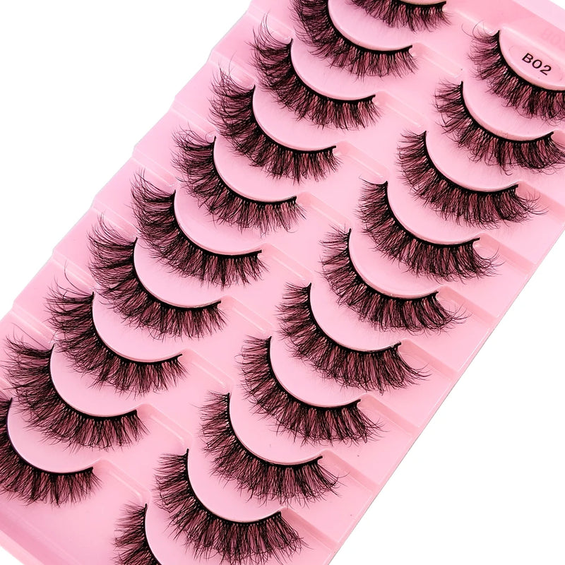 10 Pairs Natural 3d Mink Lashes Soft False Eyelashes Cross Messy Dense Eye Lashes Extension Makeup Faux Cils Maquillaje