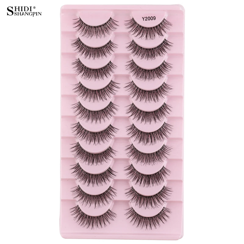 3/10 pairs Natural Lashes Mink Fluffy False Eyelashes Make up Tools Wispy Half Eyelashes 3D Cat Eye Eyelash Extensions Faux Cils