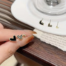 Exquisite Rhinestone Heart-shaped Stud Earrings Elegant and Compact Black Drip Oil Earrings Women's Charm Daily Party Jewelry