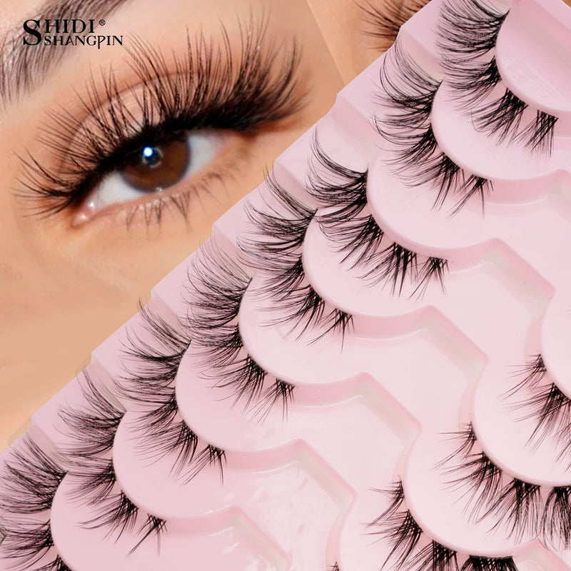3/10 pairs Natural Lashes Mink Fluffy False Eyelashes Make up Tools Wispy Half Eyelashes 3D Cat Eye Eyelash Extensions Faux Cils