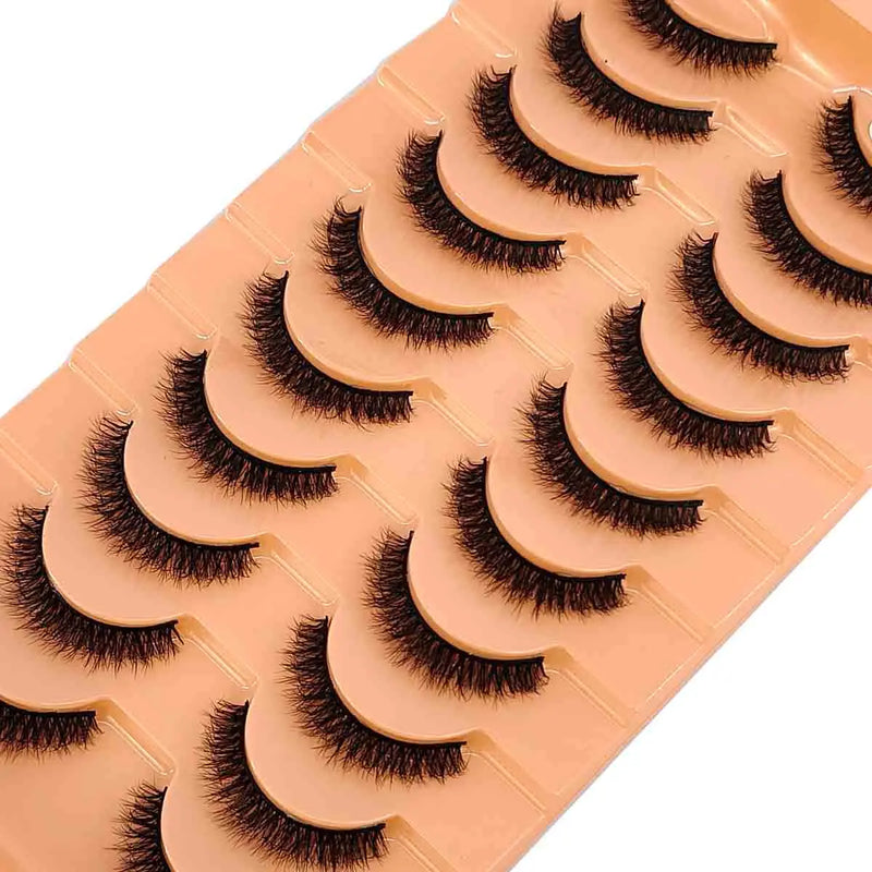 10 Pairs Natural 3d Mink Lashes Soft False Eyelashes Cross Messy Dense Eye Lashes Extension Makeup Faux Cils Maquillaje