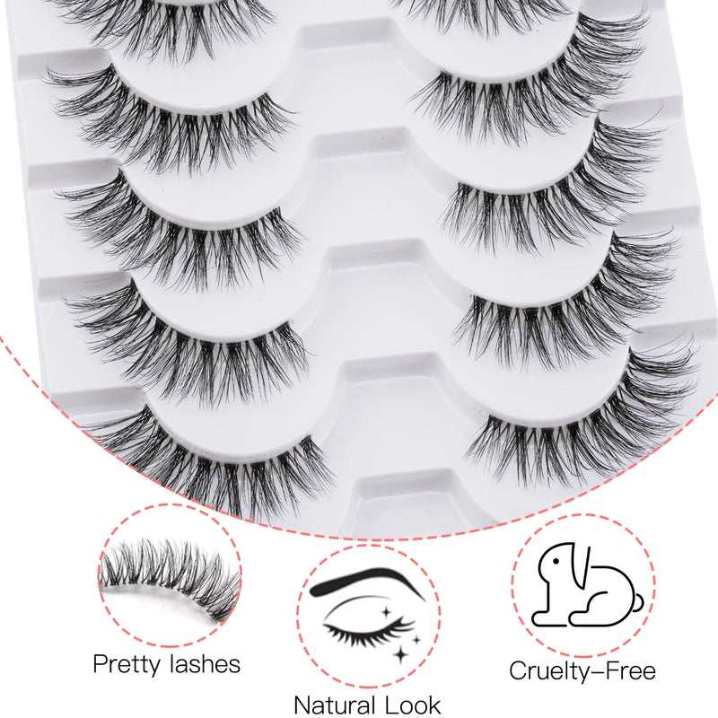 3/10 pairs Natural Lashes Mink Fluffy False Eyelashes Make up Tools Wispy Half Eyelashes 3D Cat Eye Eyelash Extensions Faux Cils