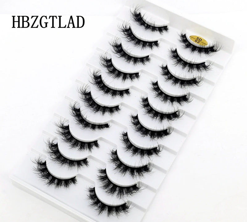 10 Pairs Natural 3d Mink Lashes Soft False Eyelashes Cross Messy Dense Eye Lashes Extension Makeup Faux Cils Maquillaje