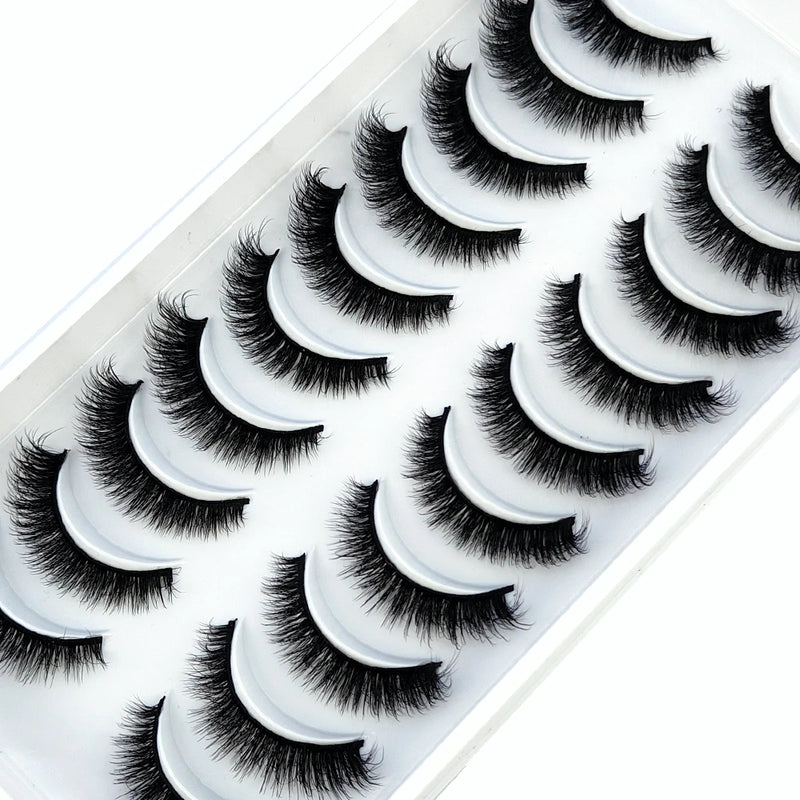 10 Pairs Natural 3d Mink Lashes Soft False Eyelashes Cross Messy Dense Eye Lashes Extension Makeup Faux Cils Maquillaje