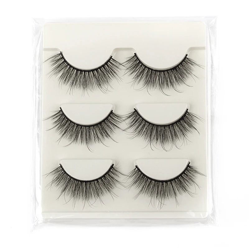 3/10 pairs Natural Lashes Mink Fluffy False Eyelashes Make up Tools Wispy Half Eyelashes 3D Cat Eye Eyelash Extensions Faux Cils