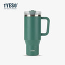 Tyeso 900/1200ML Tumbler Bottle Stainless Steel Car Mug With Handle Straw Thermal Iced Travel Vacuum Insulated Coffee Hot Cup