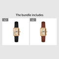 Fashion Retro Digital Dial Casual Watches Square Leather Strap Fashionable Clock Quartz Wristwatch for Women Gift